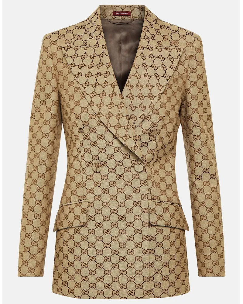 Gucci Blazer doppiopetto in canvas GG Beige