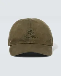 Loro Piana Cappello da baseball in suede con logo Marrone