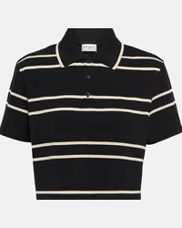 Saint Laurent Polo cropped in piqué a righe Multicolore