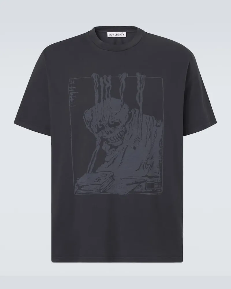 Our Legacy T-shirt Box in jersey di cotone con stampa Nero