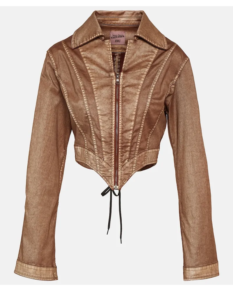 Jean Paul Gaultier x KNWLS - Giacca di jeans cropped Marrone