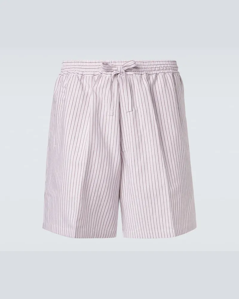 Umit Benan Shorts Julian in cotone e seta a righe Beige