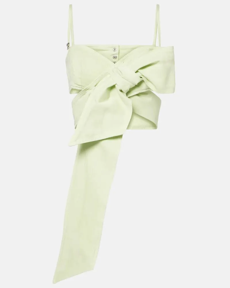 Blumarine Top in denim con fiocco Verde