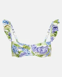 AGUA BENDITA Top bikini Kiwi Hortensia con stampa floreale Viola