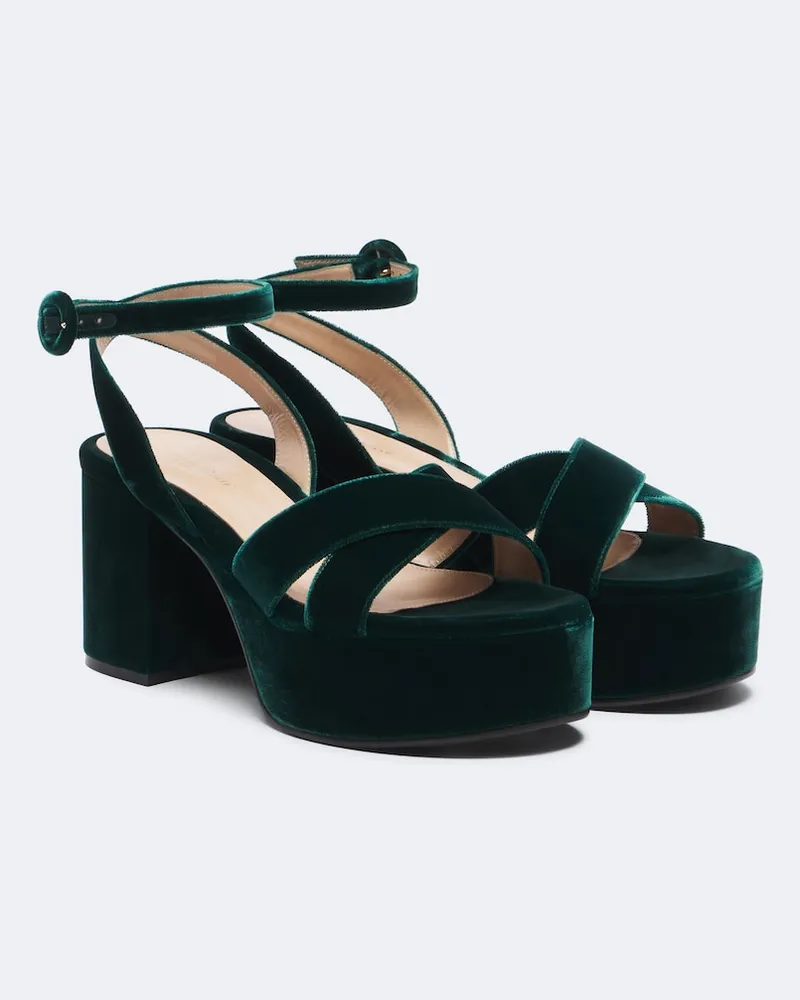 Gianvito Rossi Sandali platform in velluto Verde