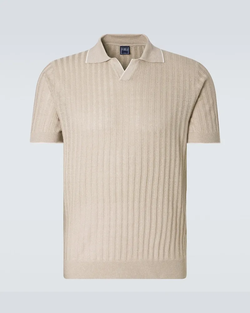 Fedeli Polo Soul in lino e cotone Beige
