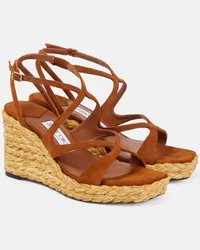 Jimmy Choo Sandali Ayla in suede con zeppa Marrone