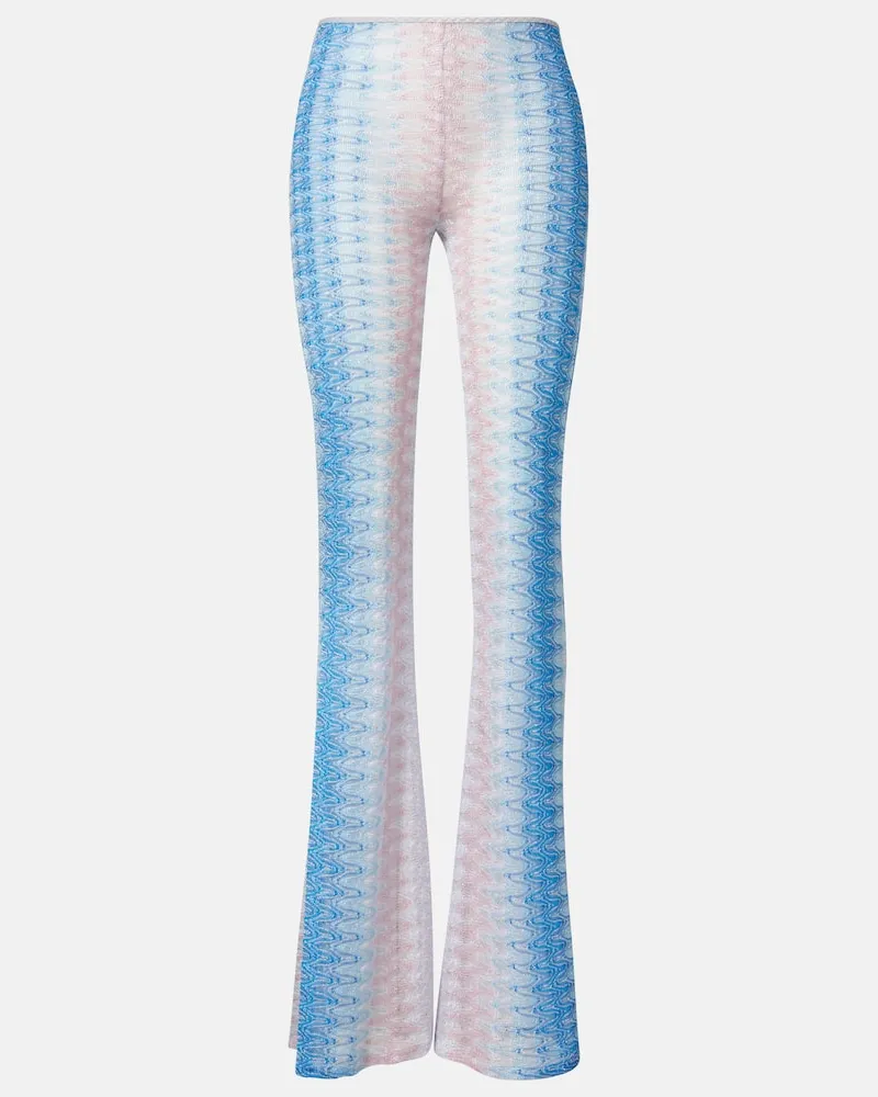 Missoni Pantaloni flared a vita alta semitrasparenti Zig Zag Multicolore