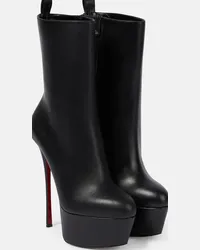 Christian Louboutin Stivali Dolly Booty Alta in pelle con plateau Nero