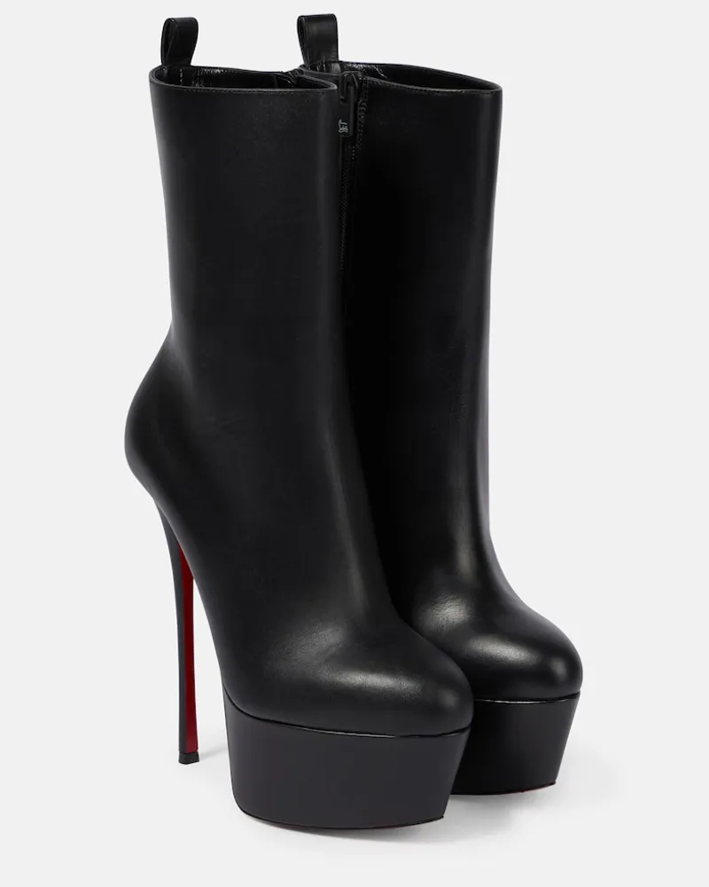 Christian Louboutin Stivali Dolly Booty Alta in pelle con plateau Nero