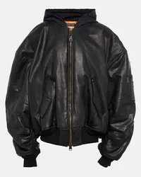 Balenciaga Bomber oversize in pelle Nero