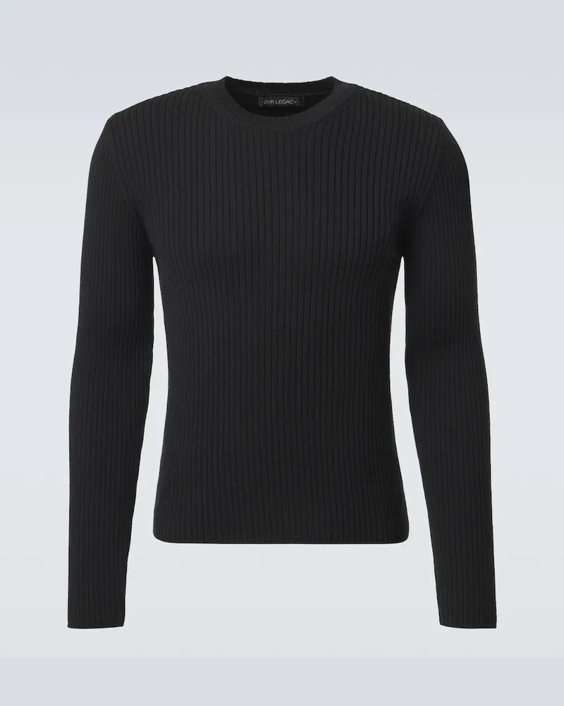 Our Legacy Pullover Compact in lana a coste Nero