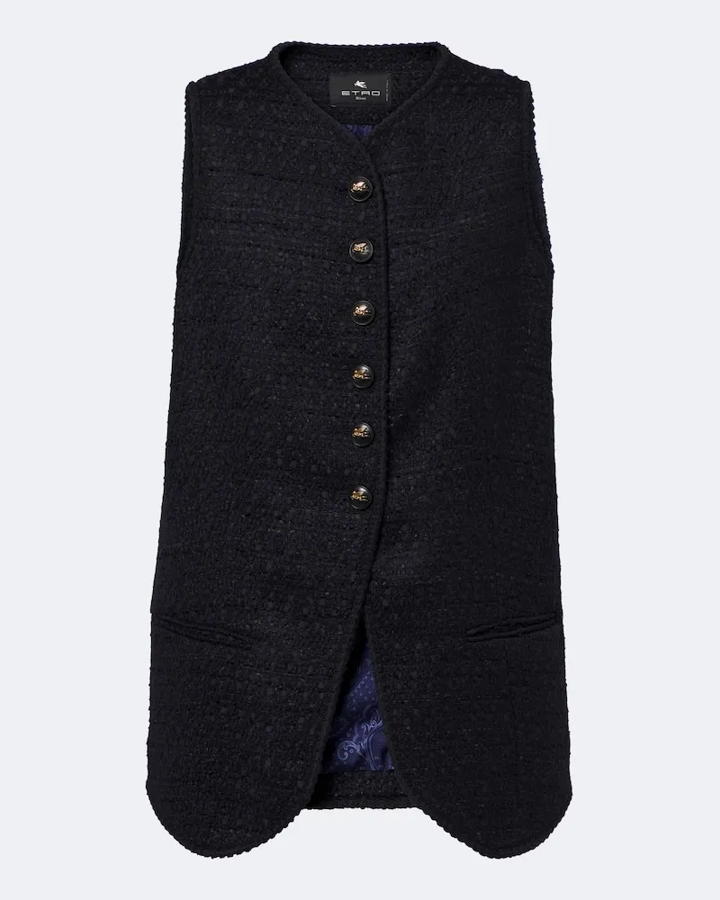 Etro Gilet in misto lana Blu