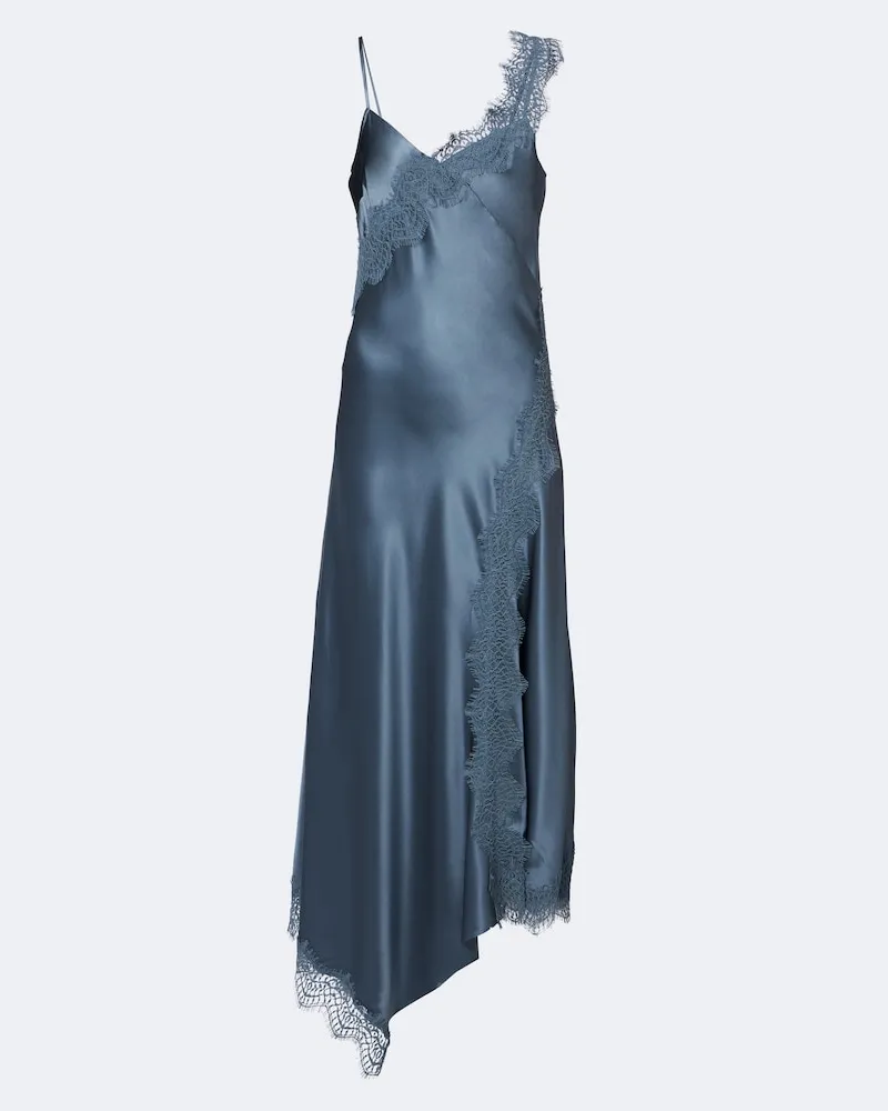 Veronica Beard Abito midi Vernon in misto seta con pizzo Blu