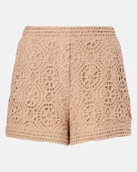 Elie Saab Shorts in macramé di misto cotone Marrone