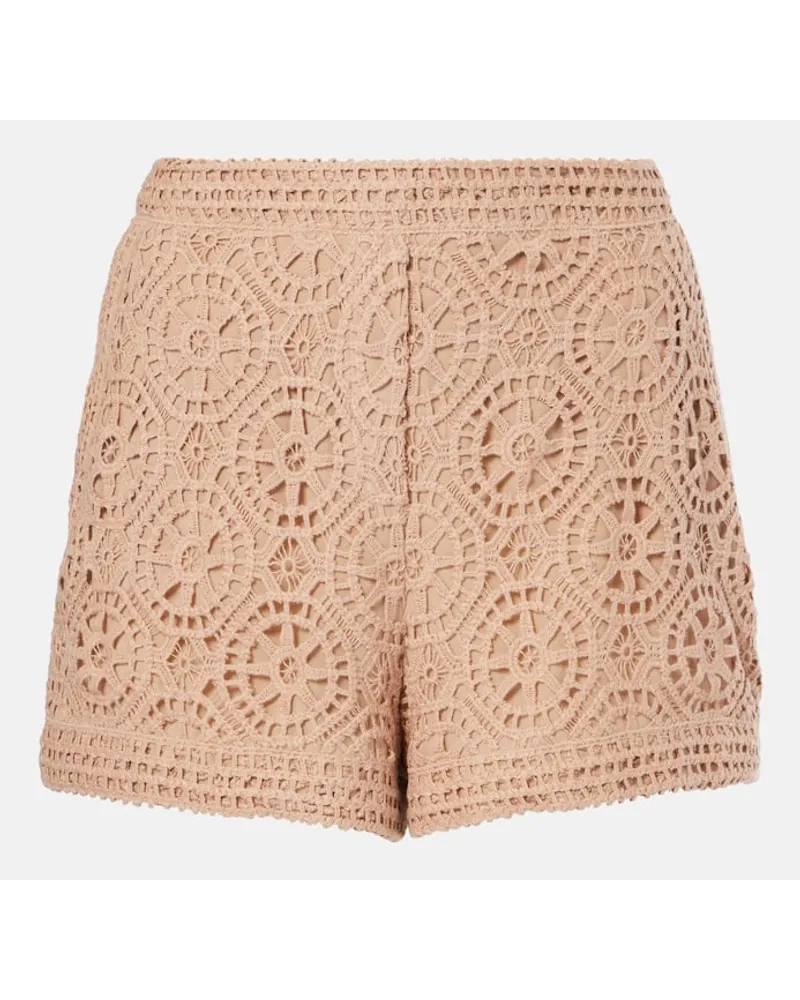 Elie Saab Shorts in macramé di misto cotone Marrone