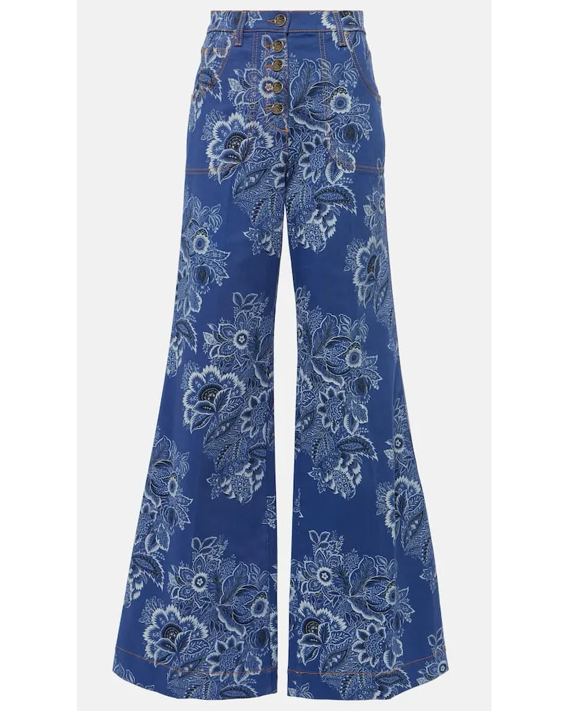 Etro Jeans flared e vita alta con stampa Blu