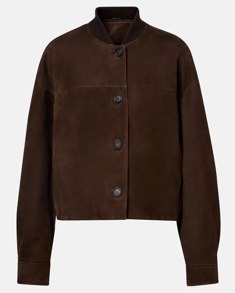 Brunello Cucinelli Giacca cropped in suede Marrone