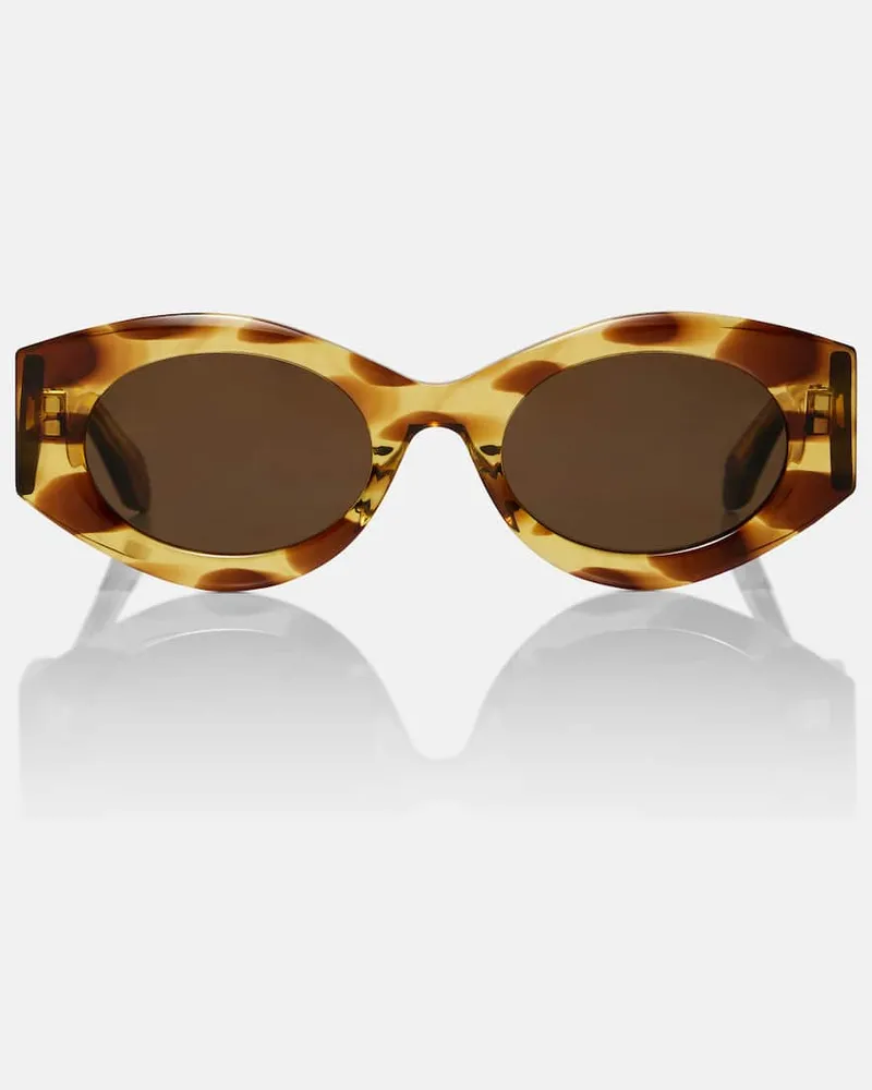 Alaïa AlaÃ¯a Occhiali da sole ovali con logo Giallo