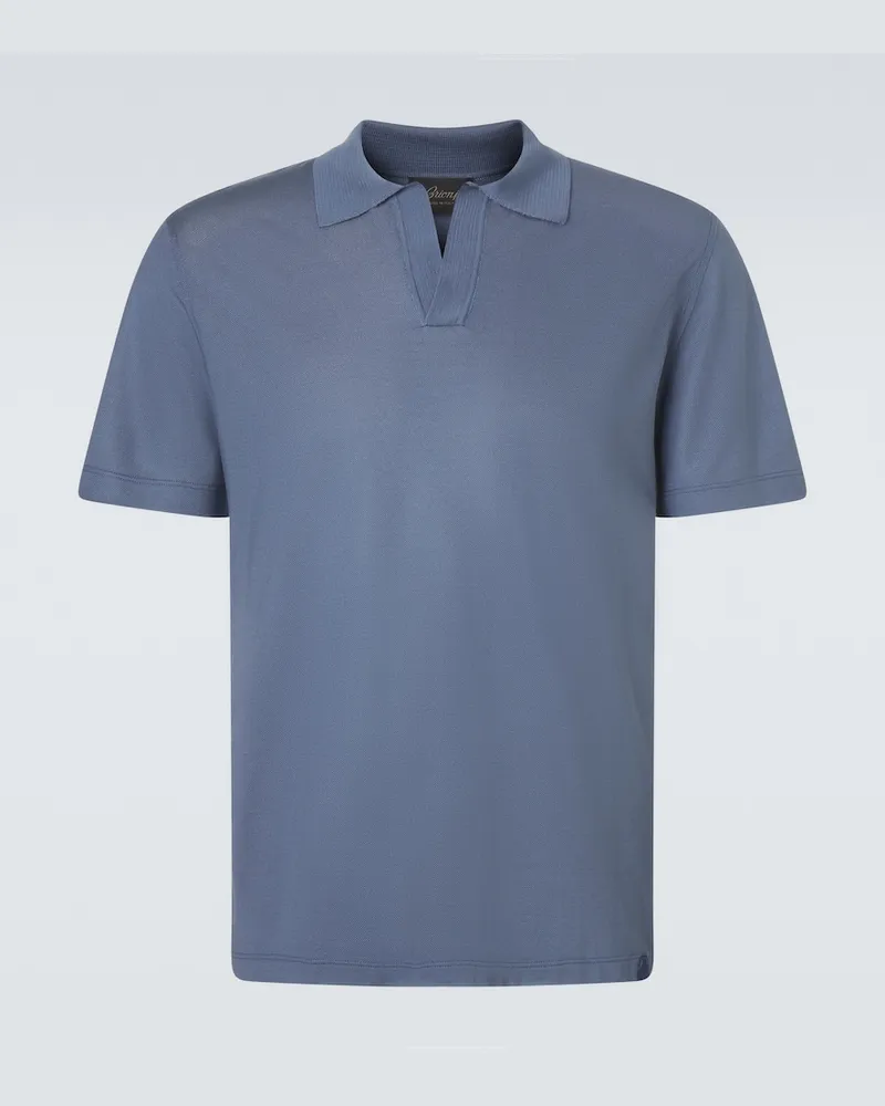Brioni Polo in seta Blu