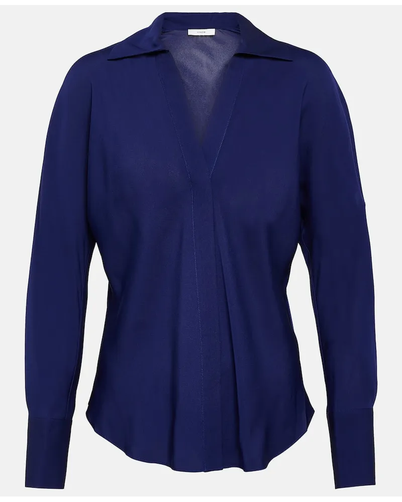 Vince Camicia in georgette di seta Blu
