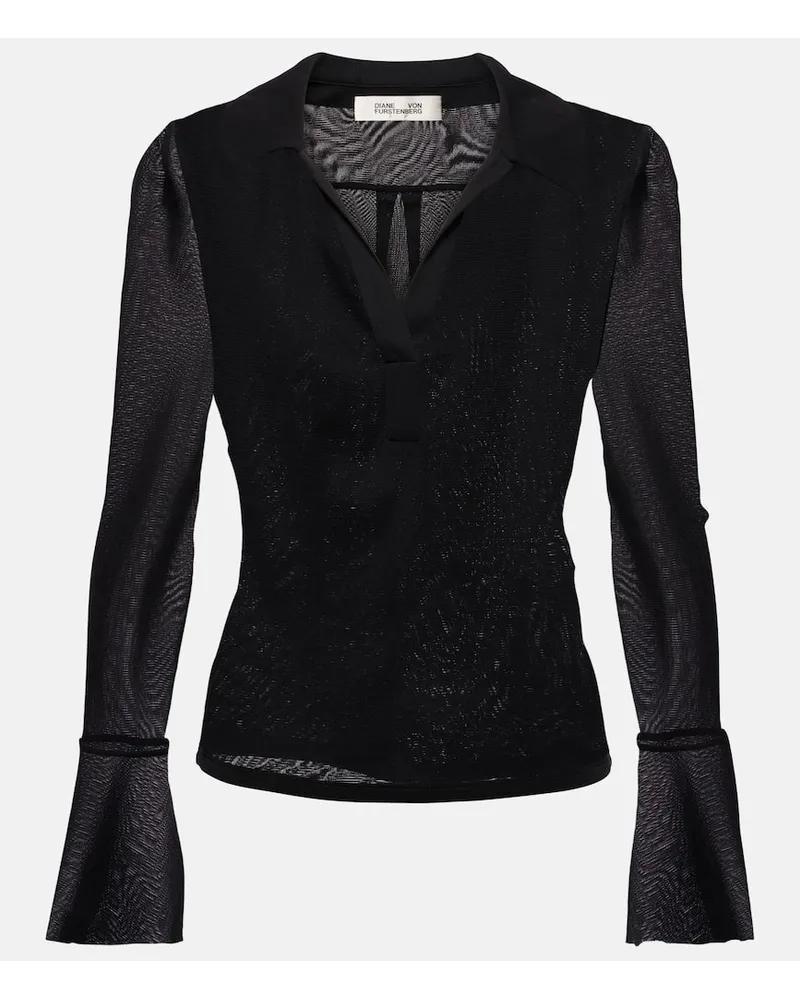 Diane von Furstenberg Top Mackenzie in mesh Nero
