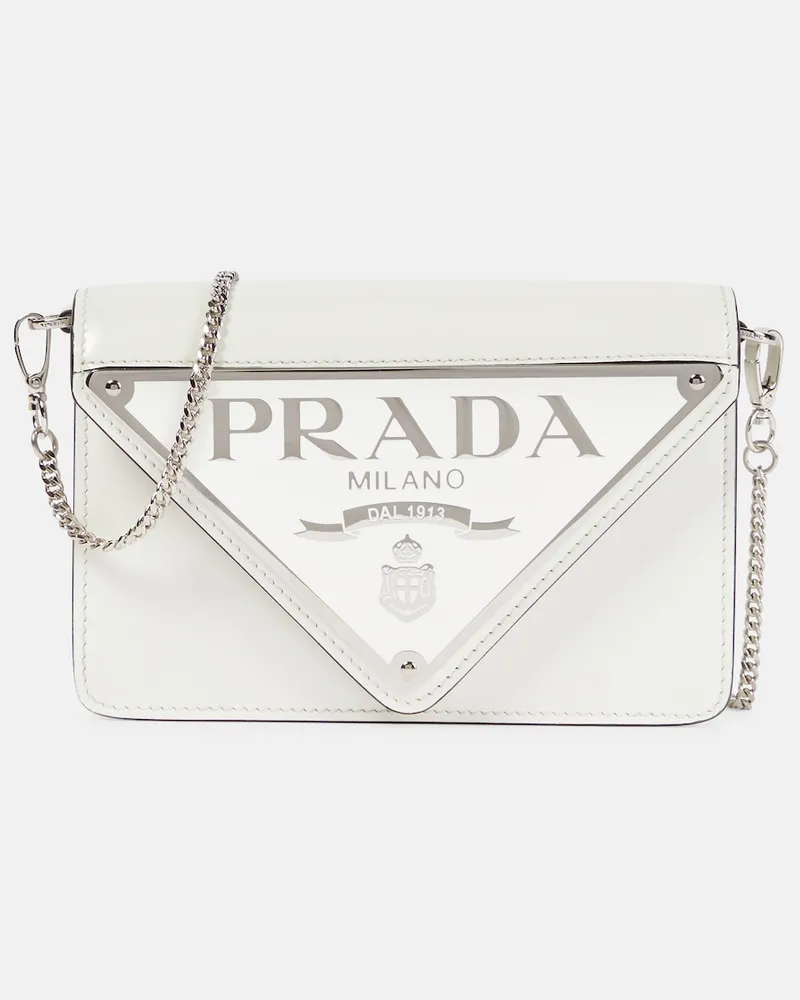 Prada Borsa a tracolla Triangle Mini in pelle Bianco