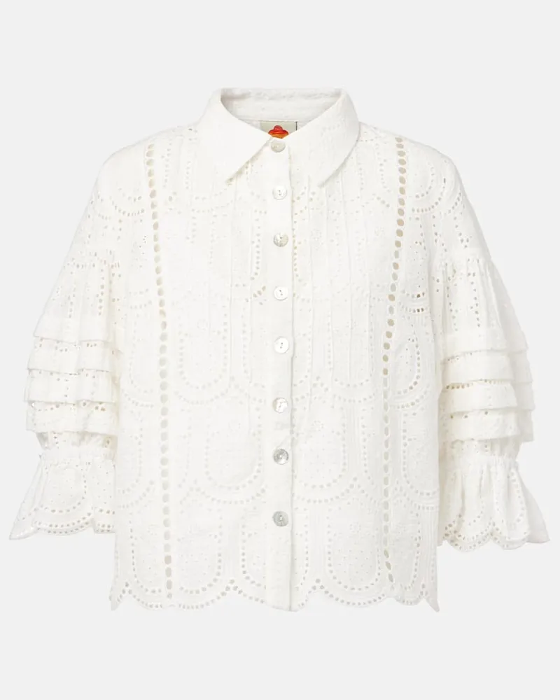 FARM Rio Camicia in cotone con ricamo Bianco