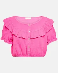 LoveShackFancy Top cropped Elania in cotone Rosa