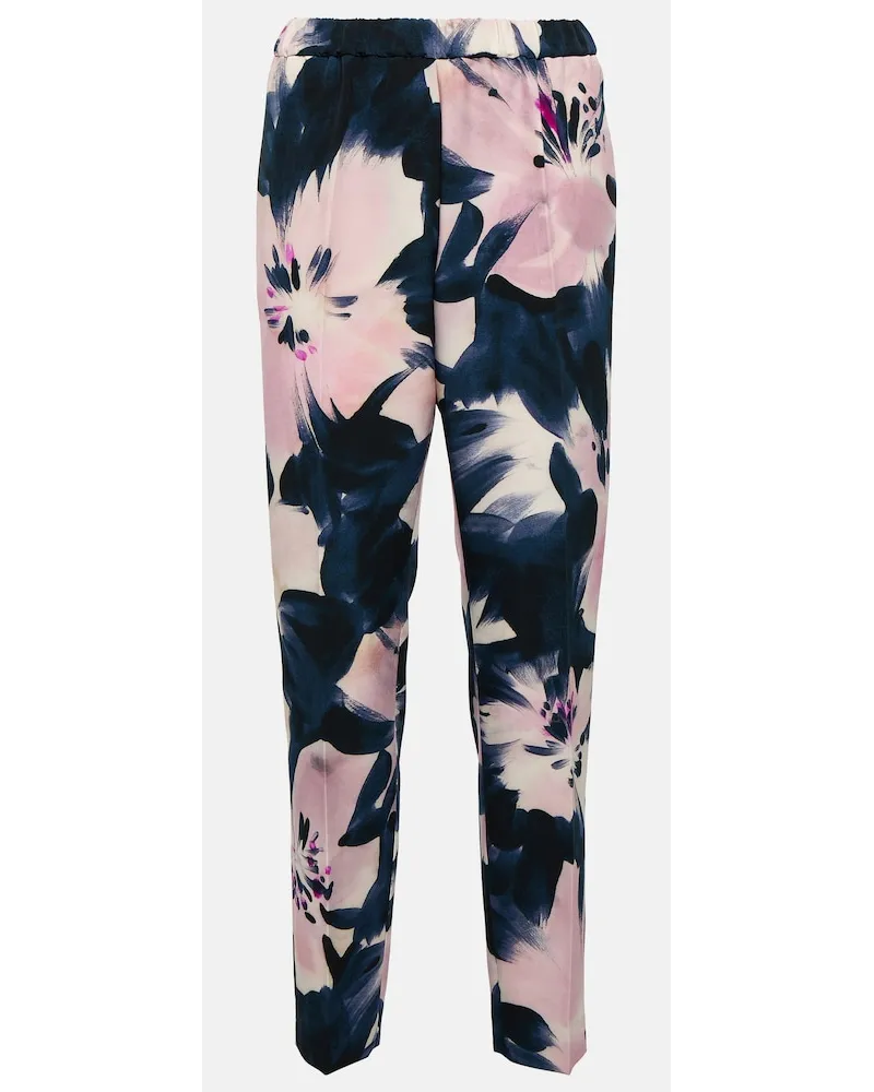 Dries van Noten Pantaloni slim a vita alta con stampa Multicolore