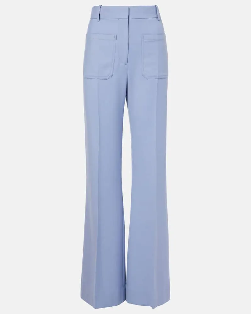 Victoria Beckham Pantaloni flared Alina a vita alta Blu