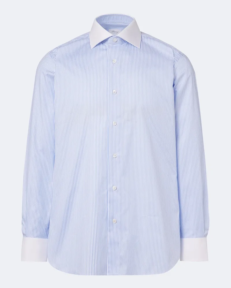 Brioni Camicia in cotone a righe Blu