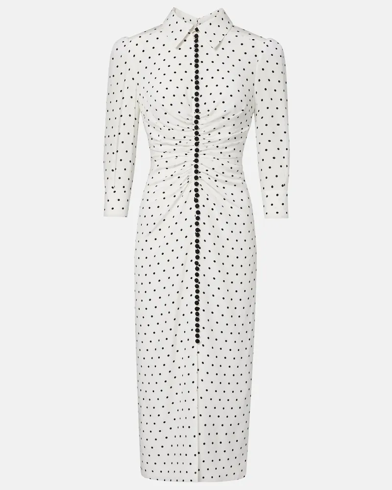 Carolina Herrera New York Abito chemisier in seta a pois Bianco