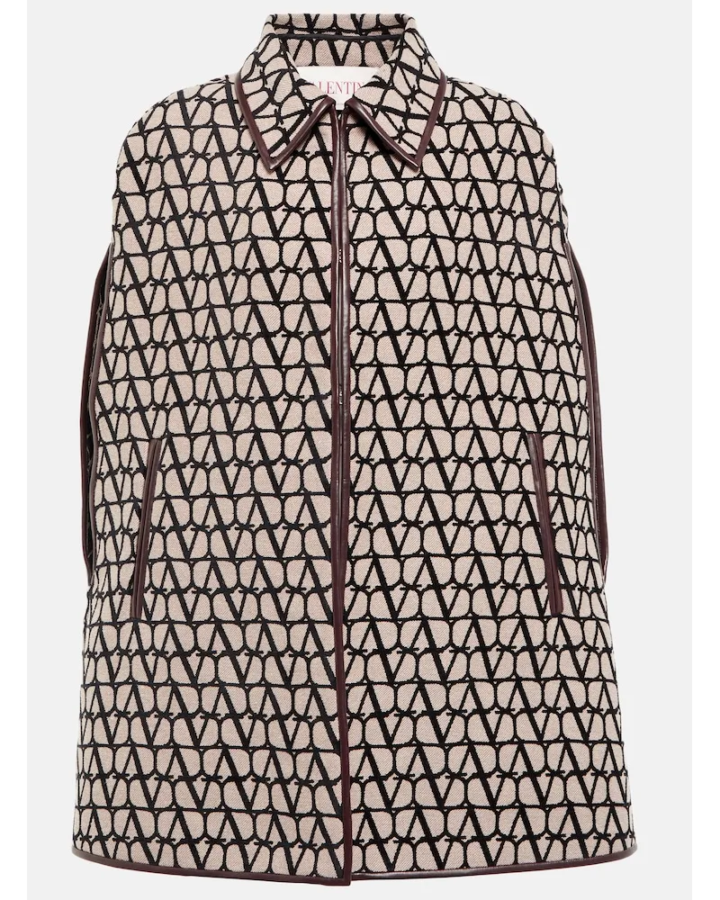 Valentino Garavani Mantella Toile Iconographe con pelle Beige
