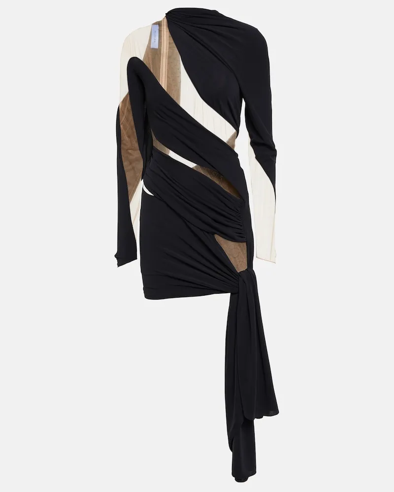 Thierry Mugler Miniabito asimmetrico con tulle Nero