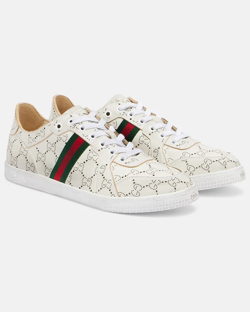 Gucci Sneakers Stretch GG Web Stripe in pelle Bianco