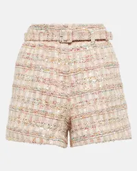 Self-Portrait Shorts in bouclé con paillettes Rosa