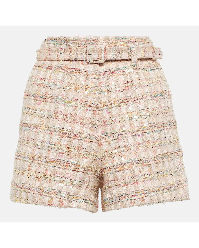 Self-Portrait Shorts in bouclÃ© con paillettes Rosa