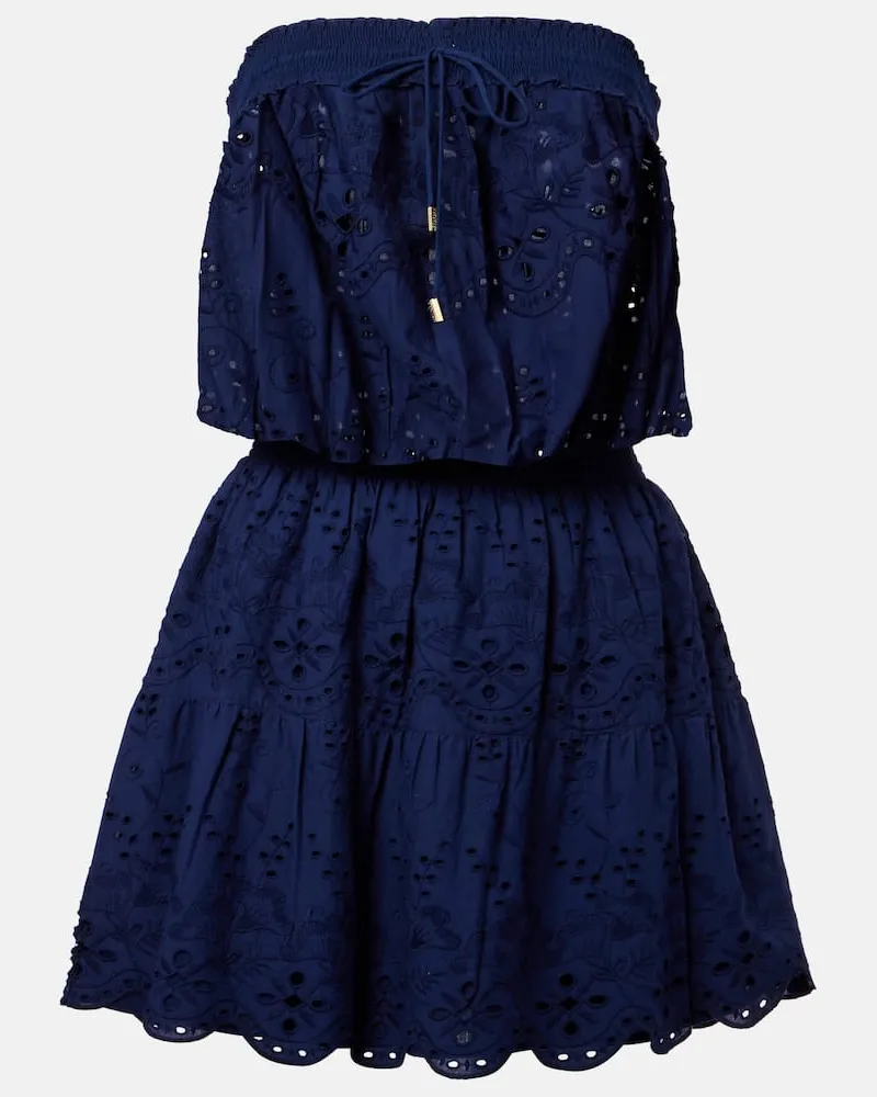 Melissa Odabash Abito corto Colette in sangallo di cotone Blu