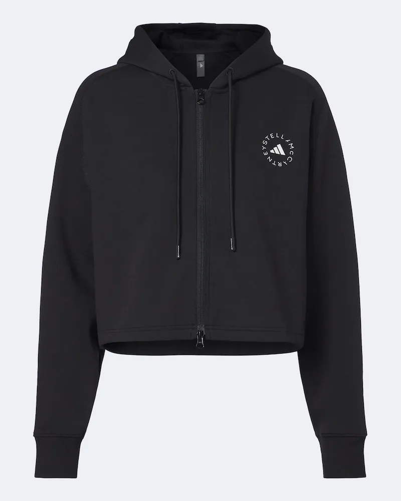 adidas Felpa cropped in misto cotone con logo Nero