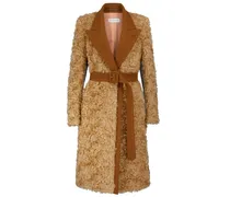 Cappotto in misto lana e shearling sintetico