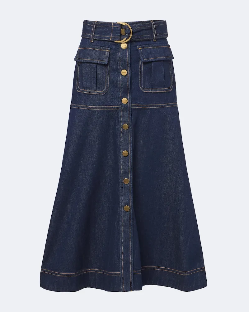 Zimmermann Gonna midi di jeans Blu