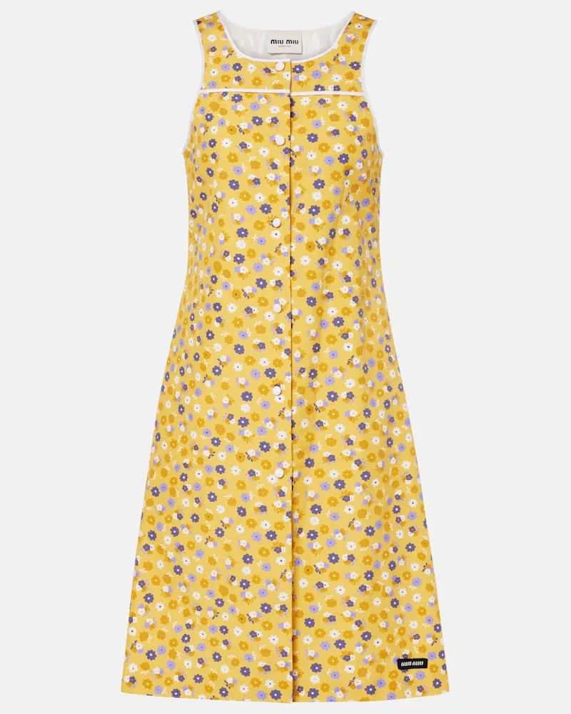 Miu Miu Abito in popeline di cotone con stampa Giallo