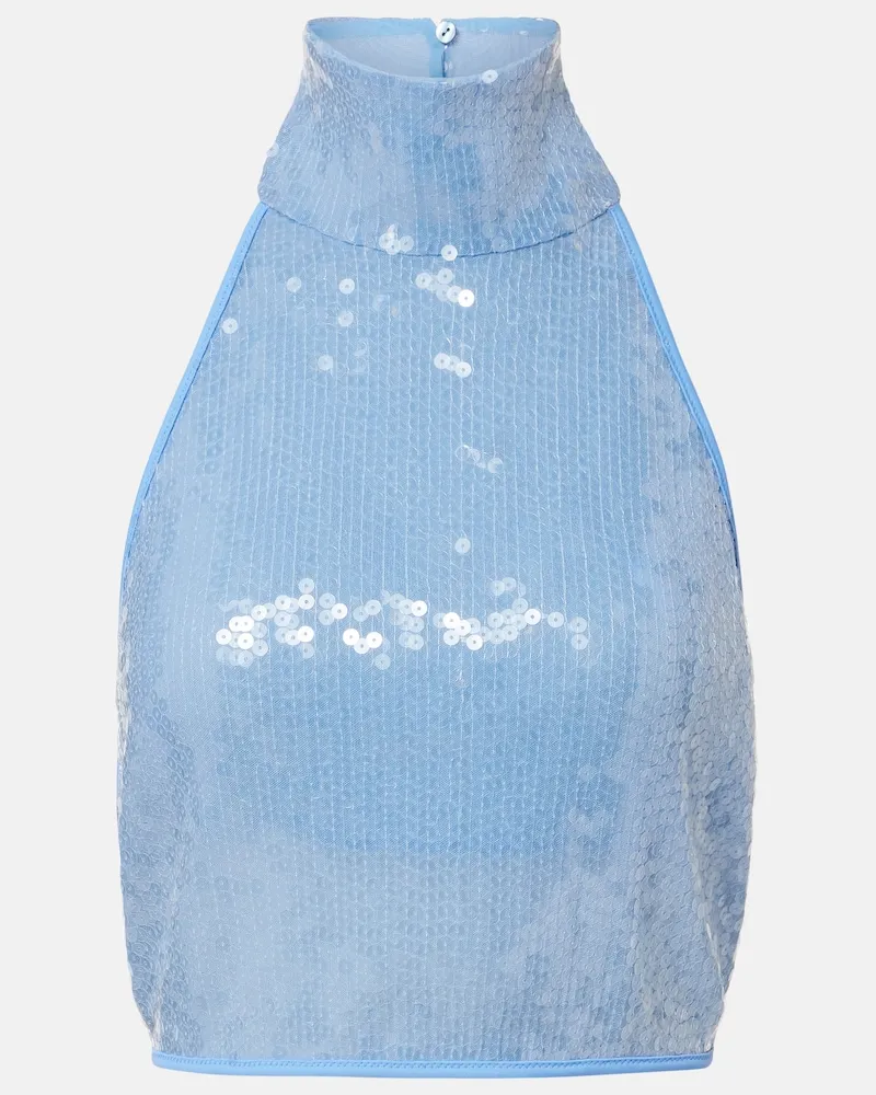 Oséree OsÃ©ree Top cropped con paillettes Blu