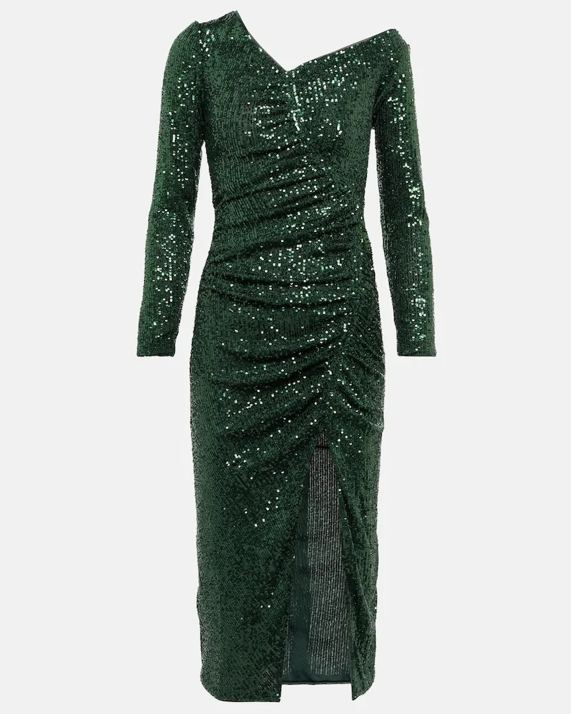 Self-Portrait Abito midi con paillettes Verde
