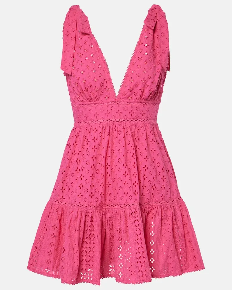 Poupette St Barth Abito corto Cara in cotone sangallo Rosa