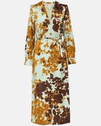 Dries van Noten Abito midi Dellas in raso con stampa Multicolore