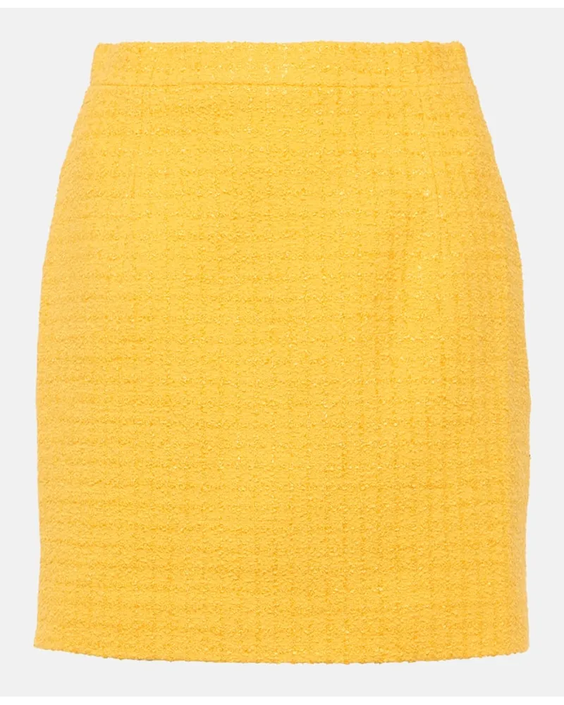 Alessandra Rich Minigonna in bouclÃ© a quadri Giallo