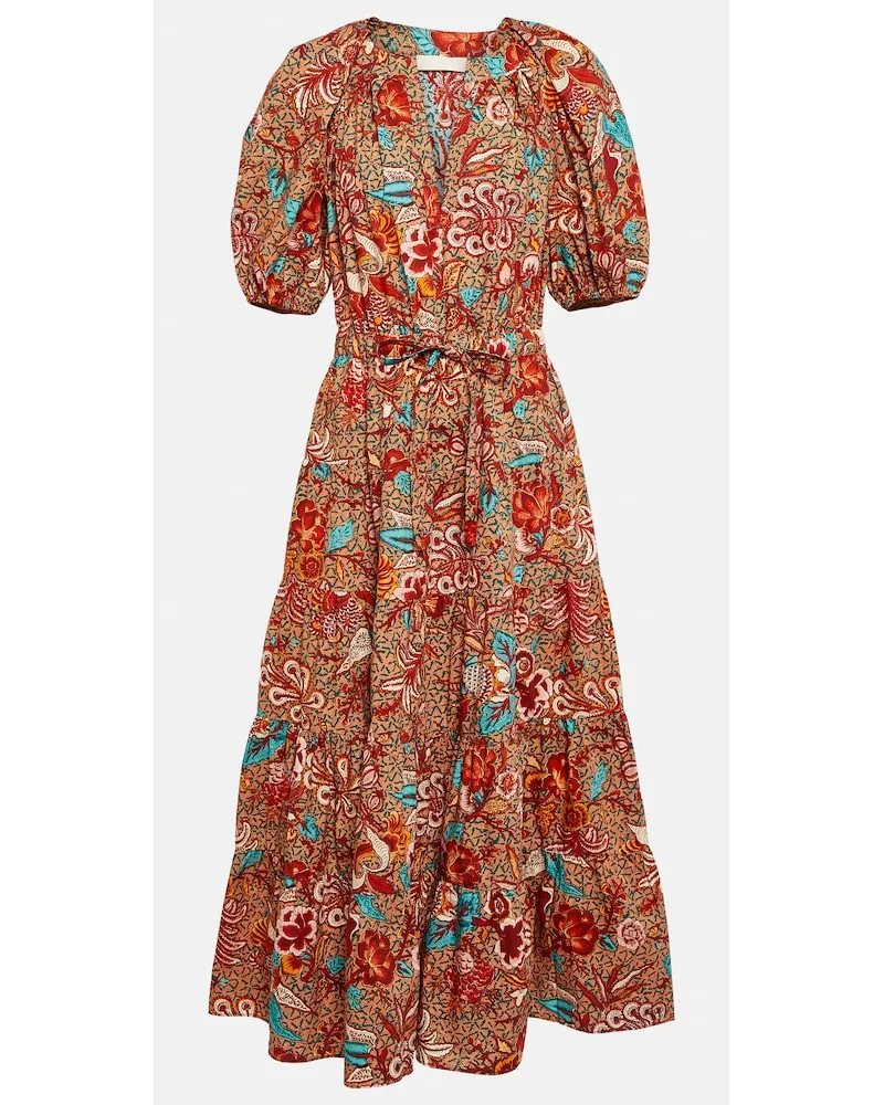 Ulla Johnson Abito midi Olina in cotone con stampa Multicolore