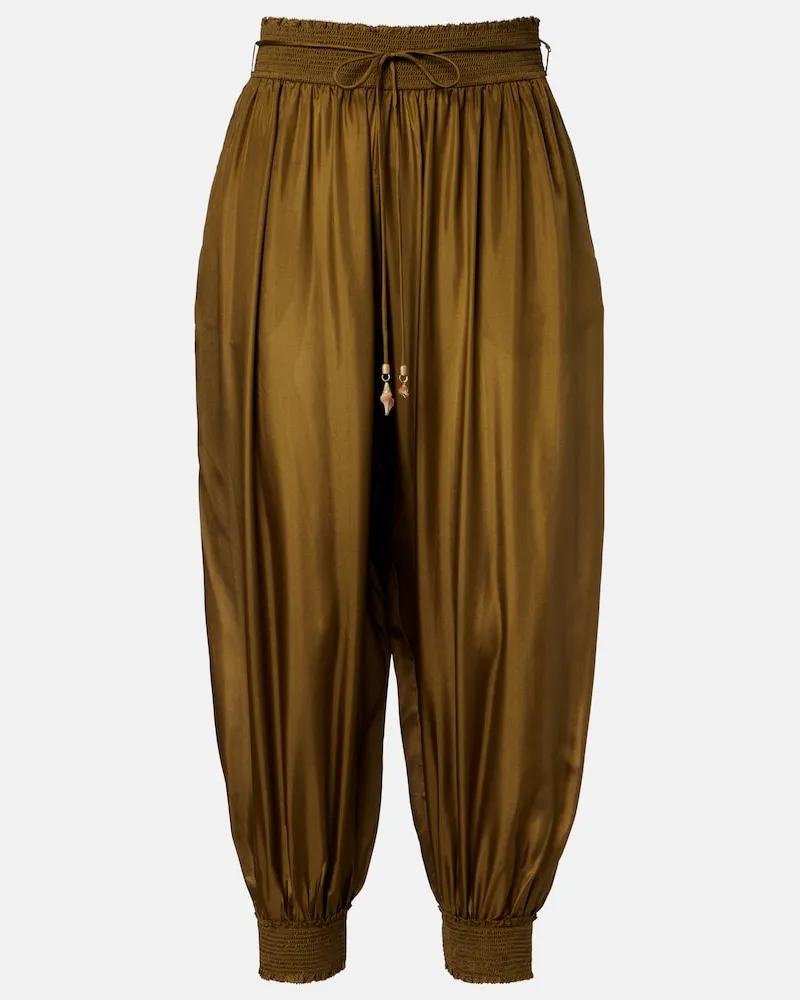 Zimmermann Pantaloni balloon Mahon in seta Verde